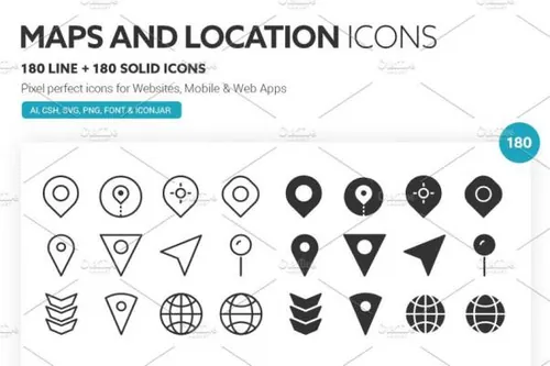 地图和位置相关的图标套装 Maps and Locations Icons
