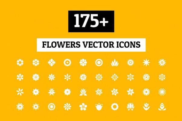 花朵样式图形的图标套装 175  Flowers Vector Icons