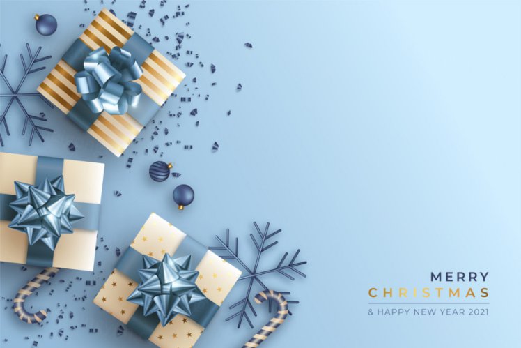 2021年优雅淡蓝色圣诞节新年装饰贺卡EPS矢量海报素材 Merry christmas greeting card