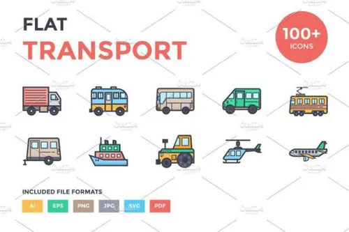 扁平化的交通工具图标Flat Transport Icons Set