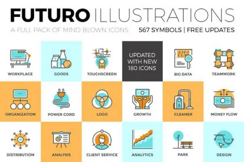 未来生活相关元素图标 Futuro Illustrations Collecti