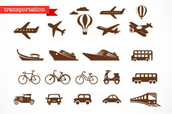 交通工具矢量图标合集 Transportation vector ic