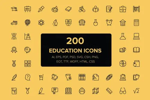 教育主题图标 200 Education Icons