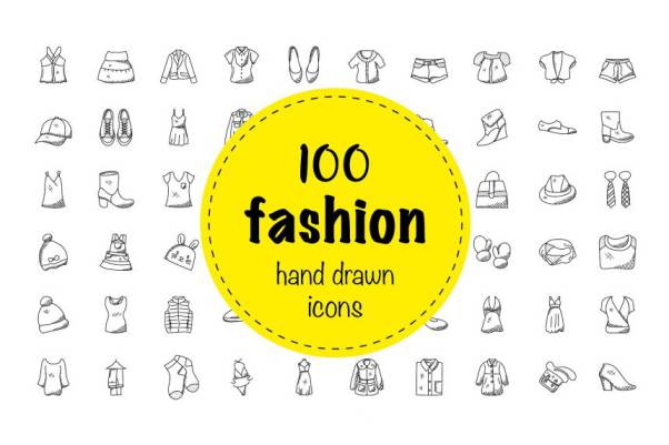 手绘涂鸦图标素材Hand Drawn Doodle Fashion Icons