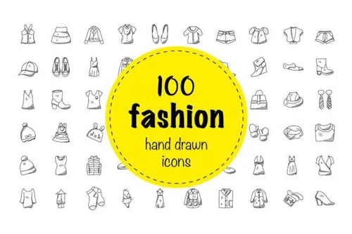 手绘涂鸦图标素材Hand Drawn Doodle Fashion Icons