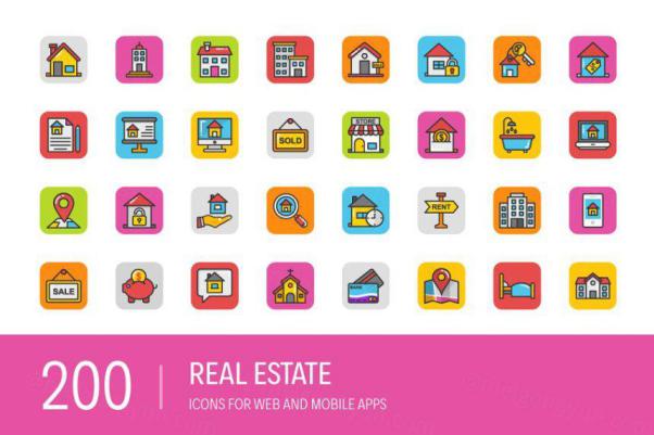 房地产图标 200 Real Estate Icons