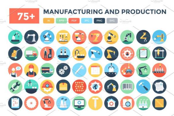 制造生产行业图标Manufacturing  Production Icons