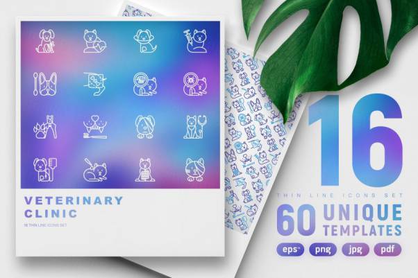 兽医（动物）诊所特色图标集