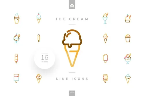 极简冰淇淋矢量图标打包下载Ice Cream Line