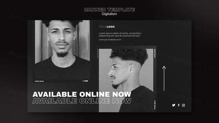 潮流动态美学排版数字购物宣传海报设计模板素材 Digital shopping template