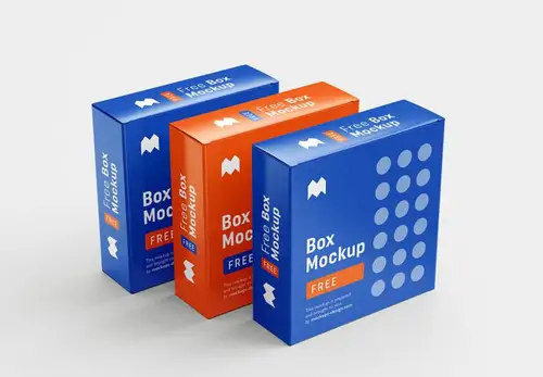精致的矩形正方形盒子设计提案样机PSD模板 Box Mockup 样机模版