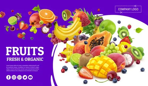 新鲜夏季水果桃子香蕉葡萄樱桃车厘子猕猴桃柠檬大合集PSD分层
