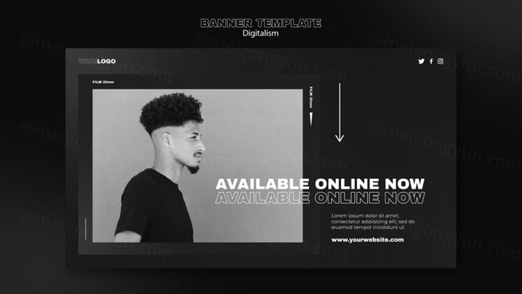 潮流动态美学排版数字购物宣传海报设计模板素材 Digital shopping template