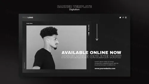 潮流动态美学排版数字购物宣传海报设计模板素材 Digital shopping template