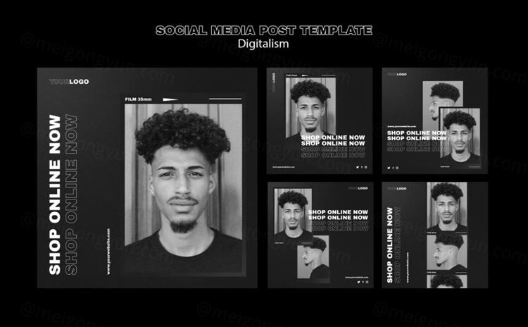 潮流动态美学排版数字购物Ins新媒体广告宣传海报设计模板素材