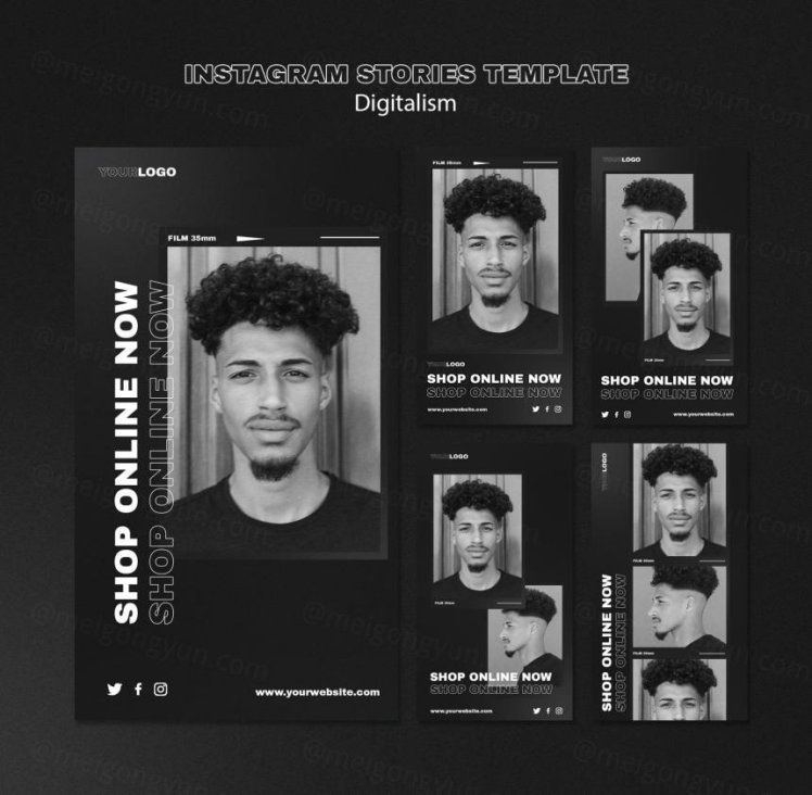 潮流动态美学排版数字购物Ins新媒体广告宣传海报设计模板素材