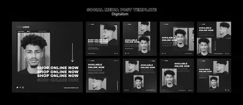 潮流动态美学排版数字购物Ins新媒体广告宣传海报设计模板素材