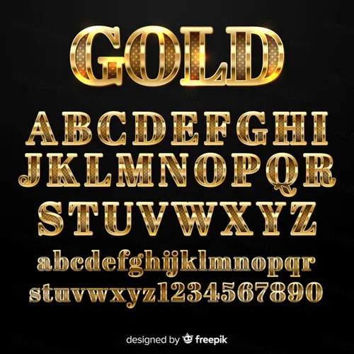 金色立体三维字体特效文本可编辑样式EPS矢量模板素材