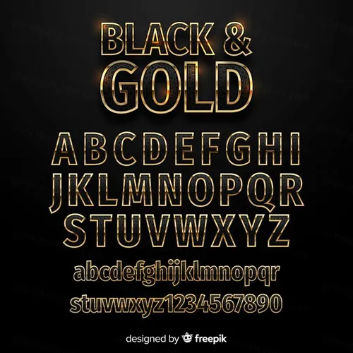 黑金立体三维字体特效文本可编辑样式EPS矢量模板素材