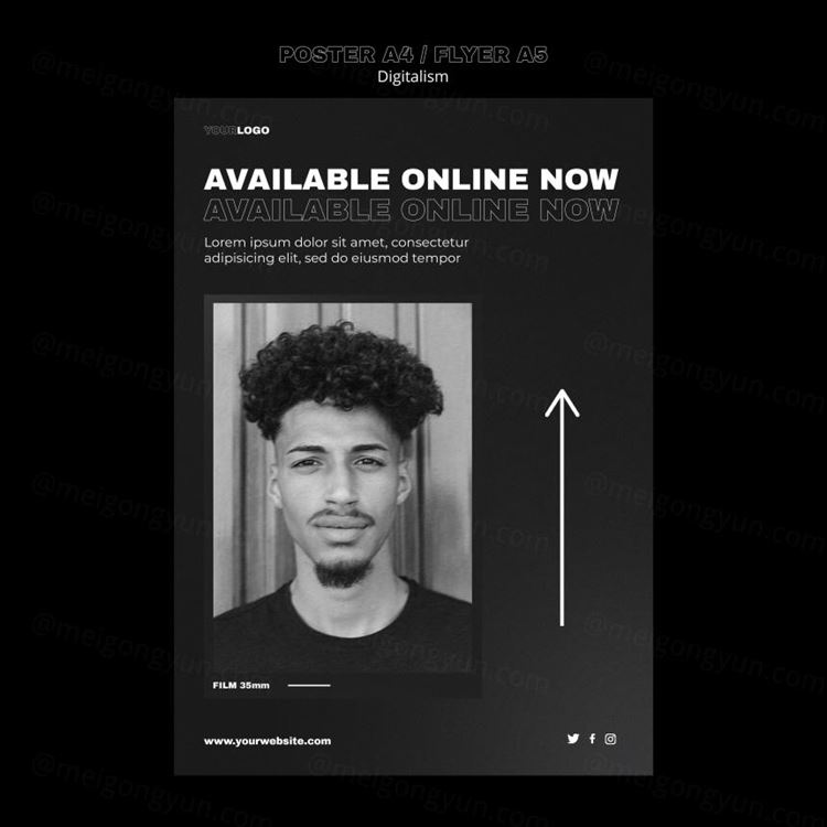 潮流动态美学排版数字购物宣传单海报设计模板素材 Digital shopping template