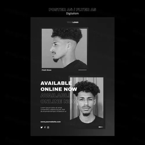 潮流动态美学排版数字购物宣传单海报设计模板素材 Digita