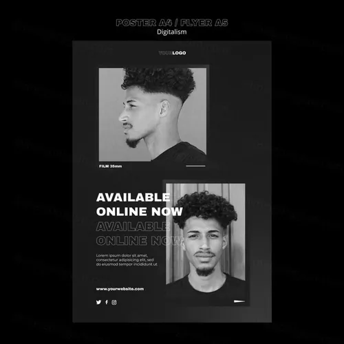 潮流动态美学排版数字购物宣传单海报设计模板素材 Digital shopping template