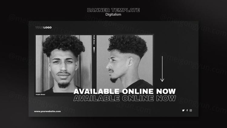 潮流动态美学排版数字购物宣传海报设计模板素材 Digital shopping template