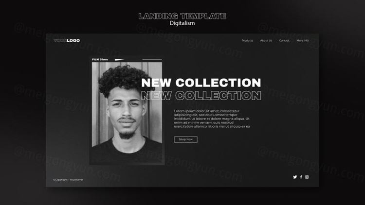 潮流动态美学排版数字购物宣传海报设计模板素材 Digital shopping template