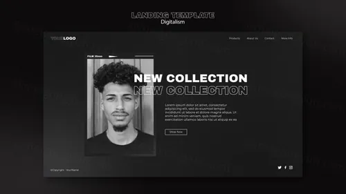 潮流动态美学排版数字购物宣传海报设计模板素材 Digital shopping template
