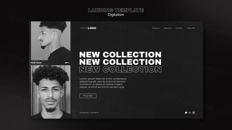 潮流动态美学排版数字购物宣传海报设计模板素材 Digital shopping template