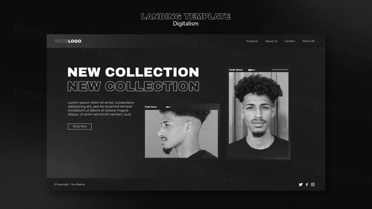 潮流动态美学排版数字购物宣传海报设计模板素材 Digital shopping template