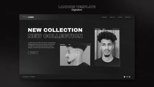 潮流动态美学排版数字购物宣传海报设计模板素材 Digital shopping template
