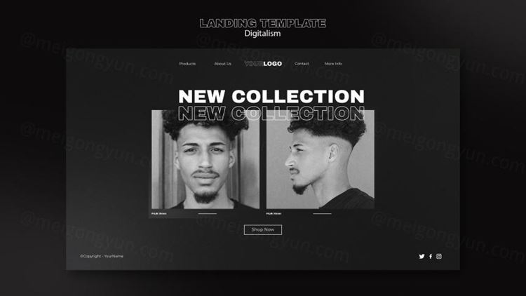 潮流动态美学排版数字购物宣传海报设计模板素材 Digital shopping template