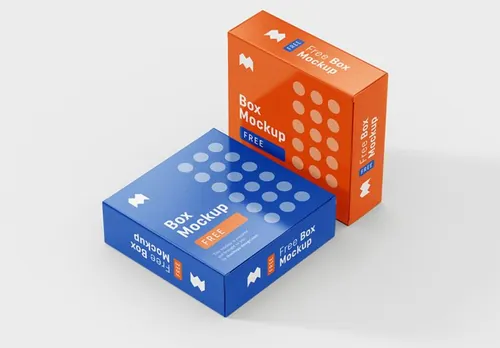 精致的矩形正方形盒子设计提案样机PSD模板 Box Mockup