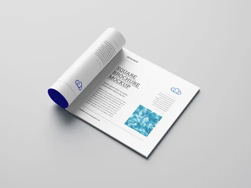 方形宣传画册小册子内页设计提案样机PSD模版 Square brochure mockup