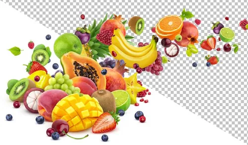 新鲜夏季水果桃子香蕉葡萄樱桃车厘子猕猴桃柠檬大合集PSD分层