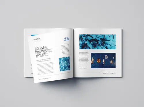 方形宣传画册小册子内页设计提案样机PSD模版 Square brochure mockup
