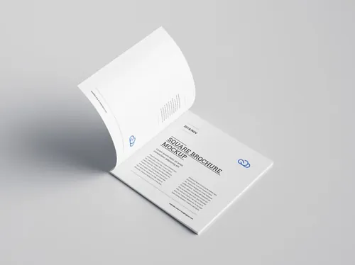 方形宣传画册小册子封面封底内页设计提案样机PSD模版 Square brochure mockup