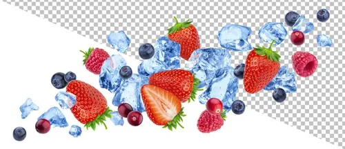 新鲜夏季水果冰镇冰块车厘子蓝莓草莓PSD分层设计素材