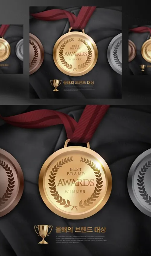 年度品牌奖牌评选颁奖黄金奖杯黑金PSD海报素材 Awards Winner