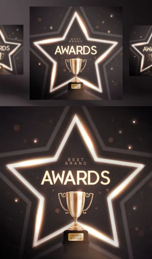 年度品牌奖牌评选颁奖黄金奖杯黑金PSD海报素材 Awards Winner