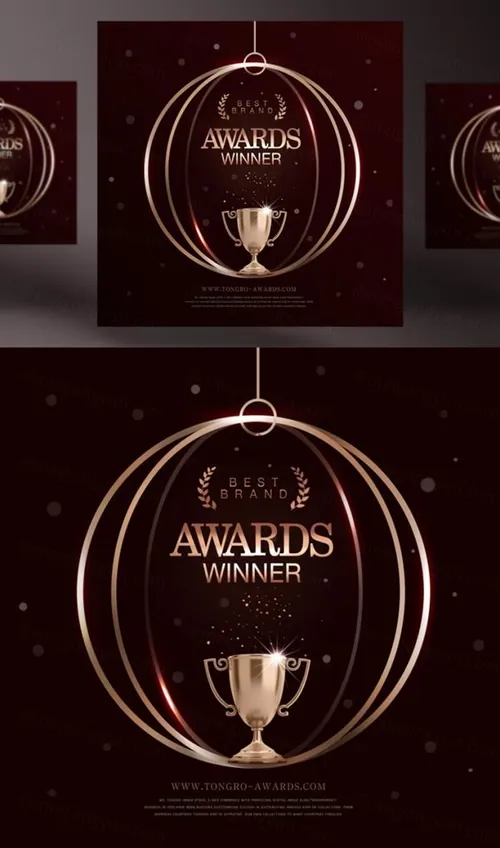 年度品牌奖牌评选颁奖黄金奖杯黑金PSD海报素材 Awards Winner
