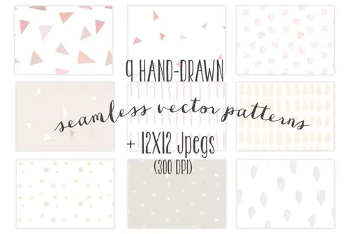 浅粉色几何图案无缝背景Seamless hand-drawn patterns