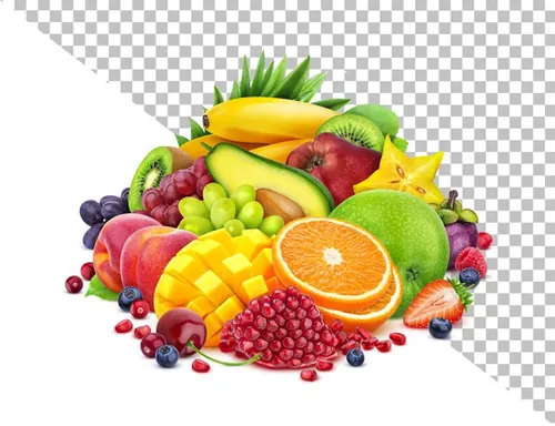 新鲜夏季水果桃子香蕉葡萄樱桃车厘子猕猴桃柠檬大合集PSD分层