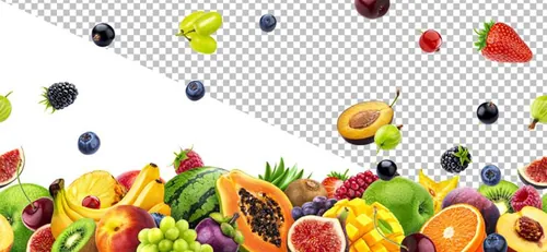 新鲜夏季水果桃子香蕉葡萄樱桃车厘子猕猴桃柠檬大合集PSD分层