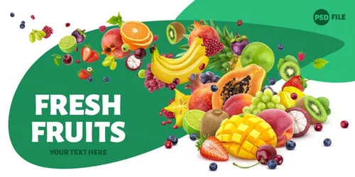 新鲜夏季水果桃子香蕉葡萄樱桃车厘子猕猴桃柠檬大合集PSD分层
