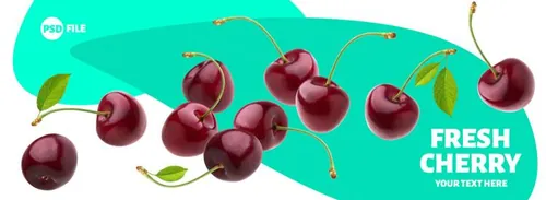 新鲜夏季水果樱桃车厘子PSD分层设计素材