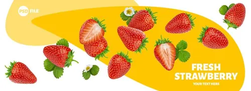 新鲜夏季水果草莓PSD分层设计素材