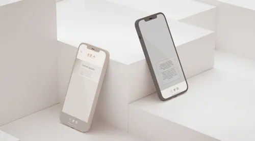 优雅清爽干净的iPhone手机白模APP设计UI界面贴图展示样机模板