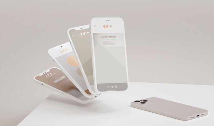 优雅清爽干净的iPhone手机白模APP设计UI界面贴图展示样机模板